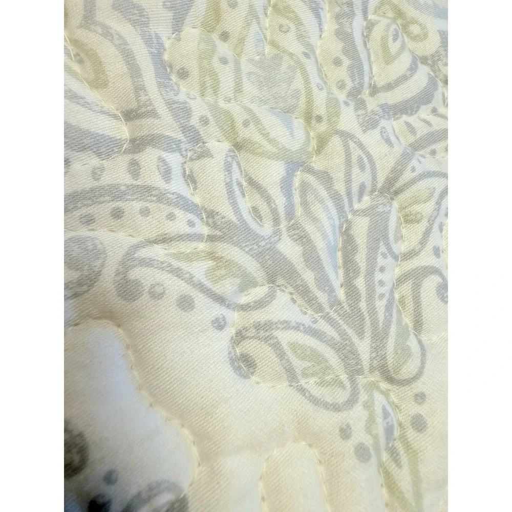 Company Store King Coverlet 2 Shams Set Blue Sage Paisley Cotton Quilt VTG